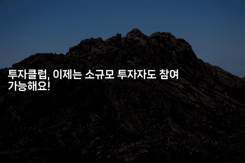 투자클럽, 이제는 소규모 투자자도 참여 가능해요!-집집꿍