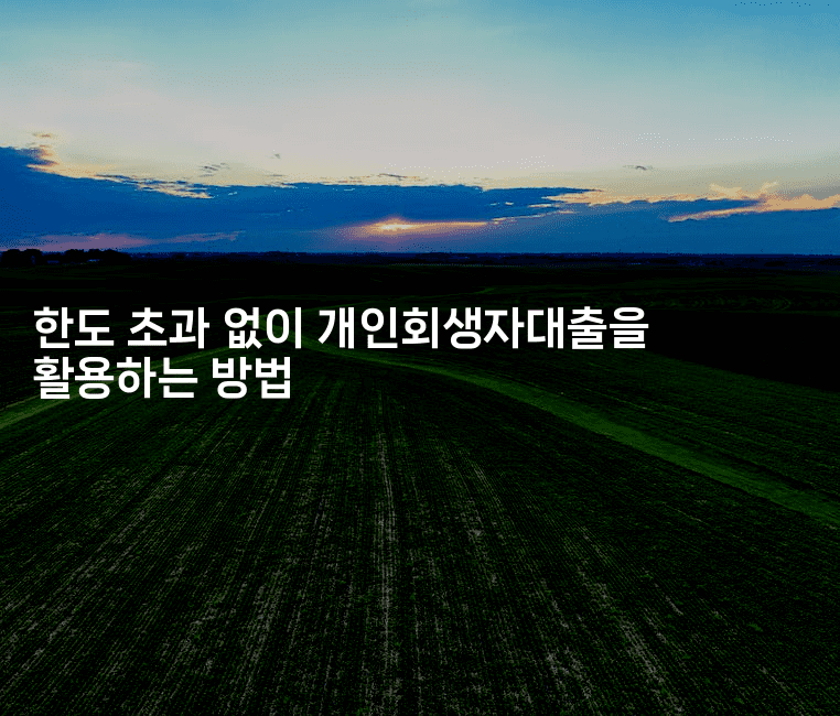 한도 초과 없이 개인회생자대출을 활용하는 방법-집집꿍